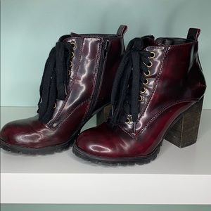 Patent Leather Maroon Booties